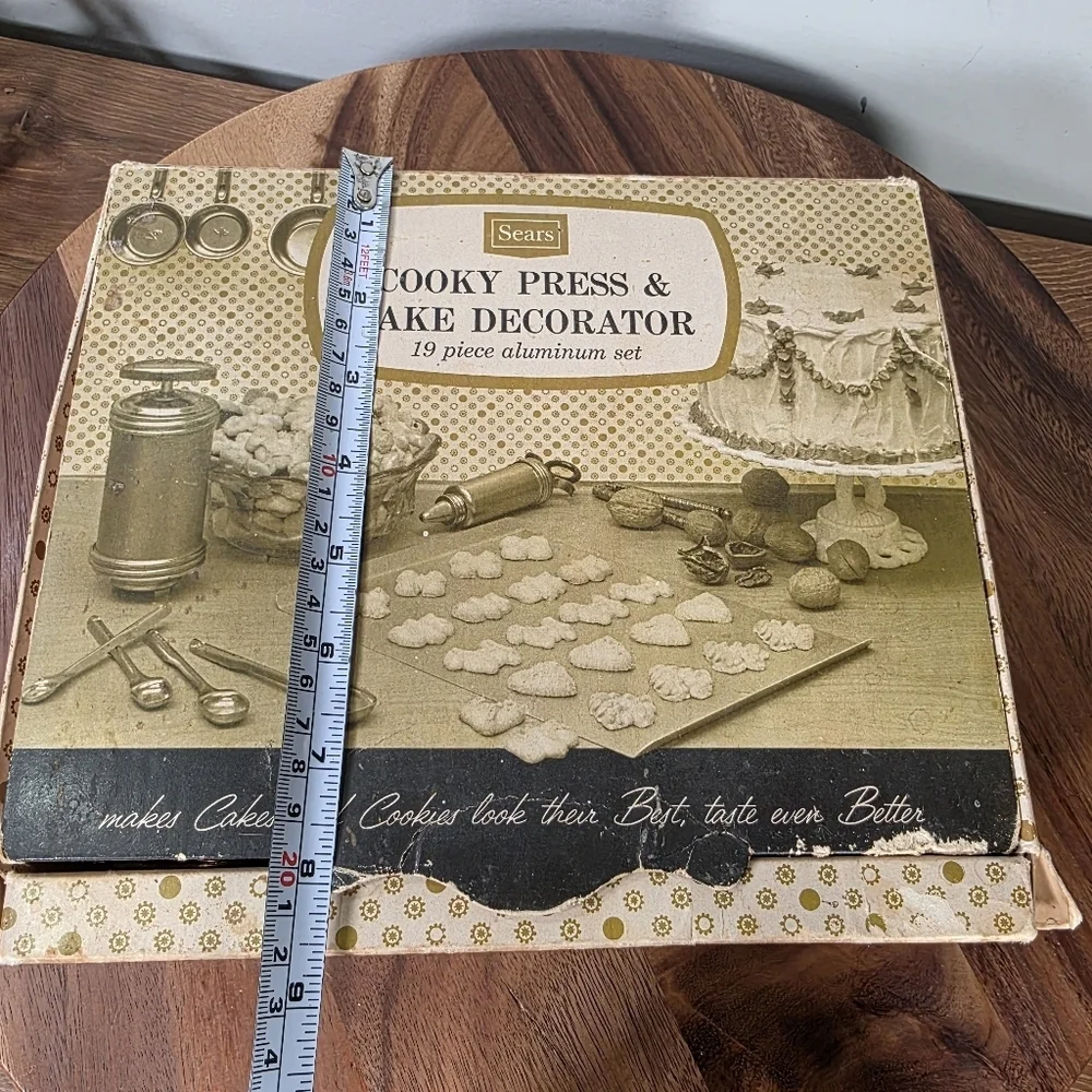 Vintage Sears Cooky Press & Cake Decorator Set Copper and Silver Tone